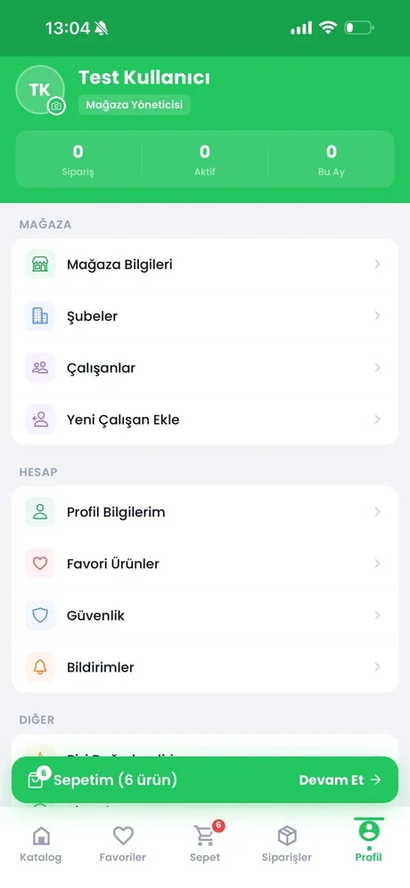 Durmaz Toptan bayi uygulaması: mağaza yöneticisi profili, şubeler ve çalışanlar