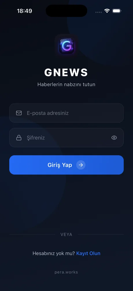 GNews giriş ekranı