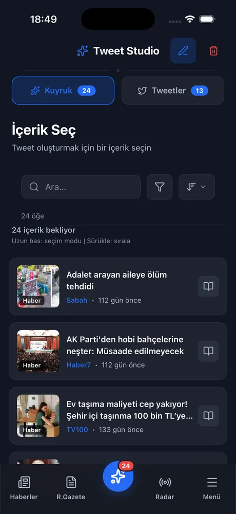 GNews Tweet Studio: içerik kuyruğu ve tweet üretimi