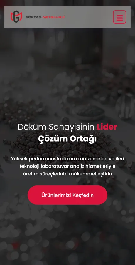 Göktaş Metalurji sitesinin telefon görünümü