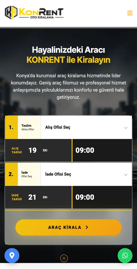 Konrent sitesinin telefon görünümü