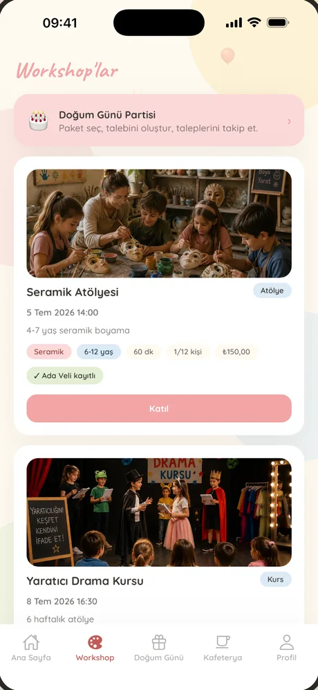 Lili Kids Club veli uygulaması: atölyeler ve kurslar