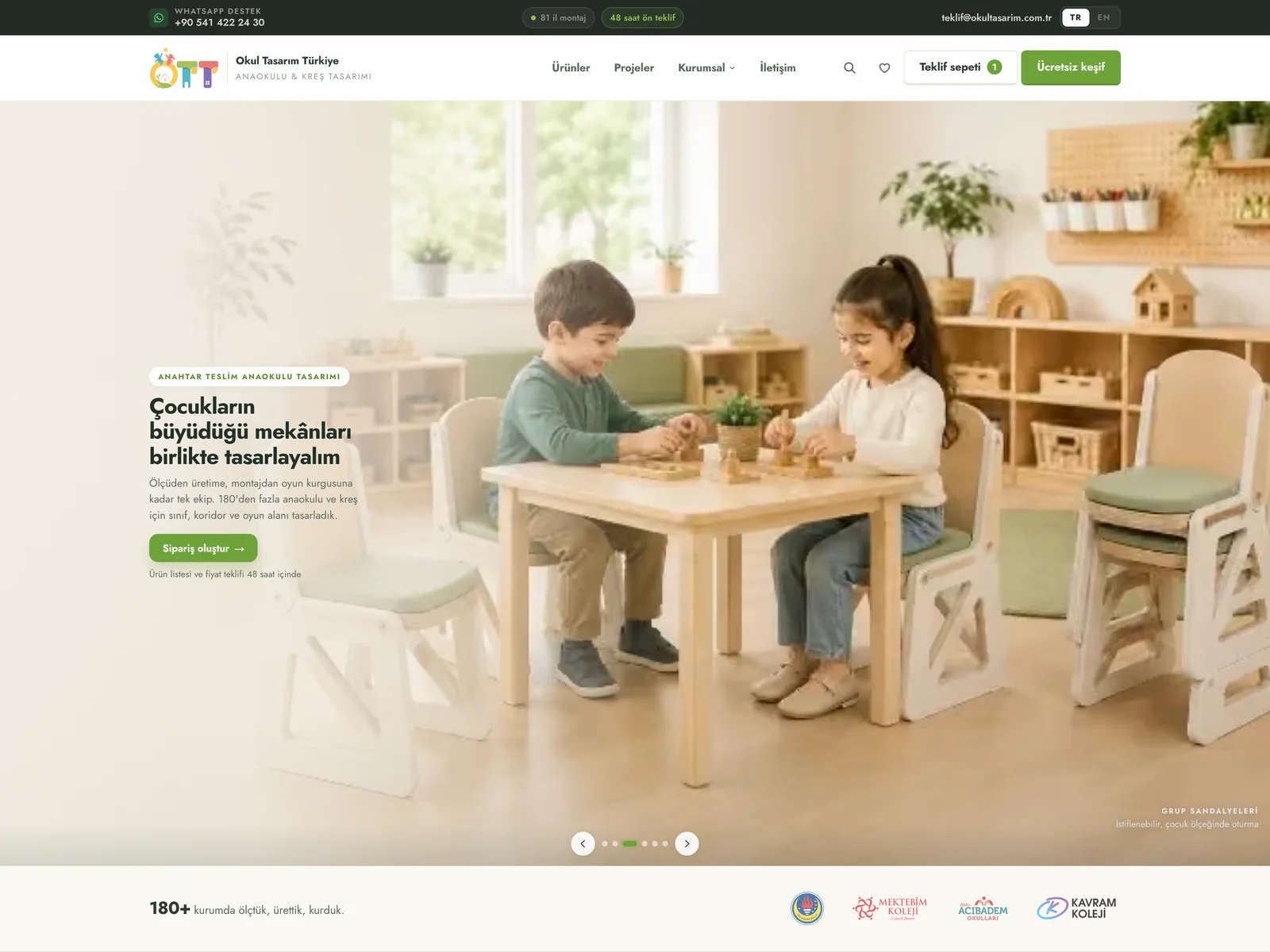 Okul Tasarım Türkiye anaokulu mobilyası e-ticaret sitesi anasayfası